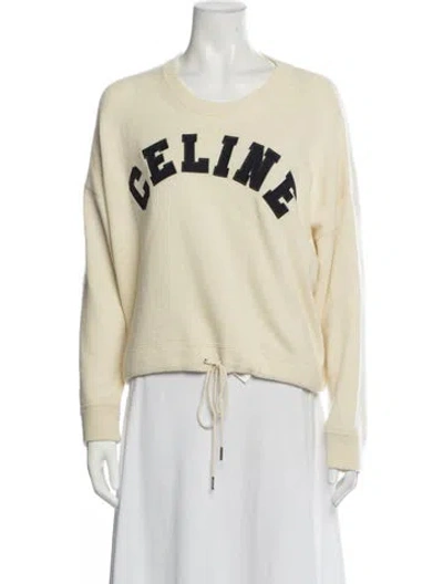 Pre-owned Celine Wool Graphic Print Sweater In Neutrals