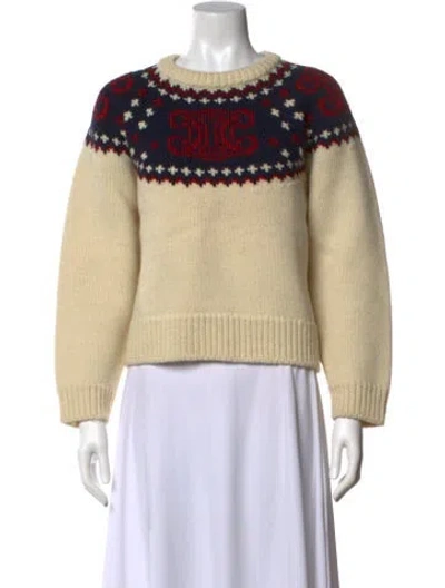 Pre-owned Celine Wool Graphic Print Sweater In Neutrals