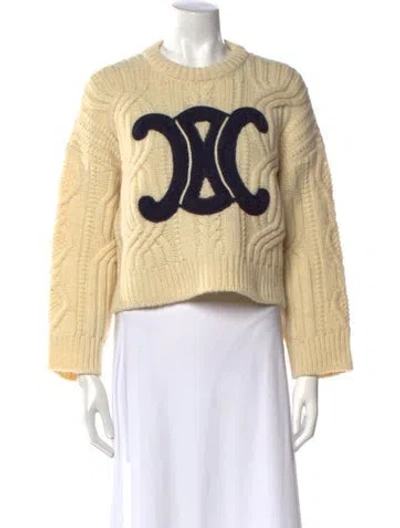 Pre-owned Celine Wool Graphic Print Sweater W/ Tags In Neutral