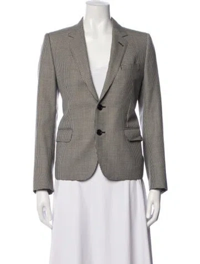 Pre-owned Celine Wool Houndstooth Print Blazer In Black