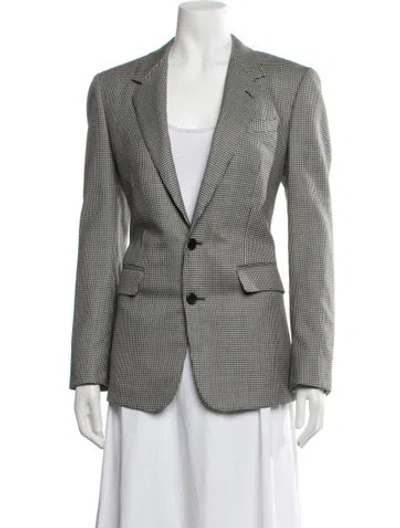 Pre-owned Celine Wool Houndstooth Print Blazer In Black