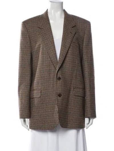 Pre-owned Celine Wool Houndstooth Print Blazer W/ Tags In Neutrals