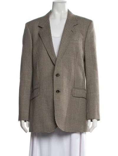 Pre-owned Celine Wool Houndstooth Print Blazer W/ Tags In Neutrals