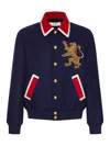 Celine Wool Jacket With Embroidered Lion In Blue