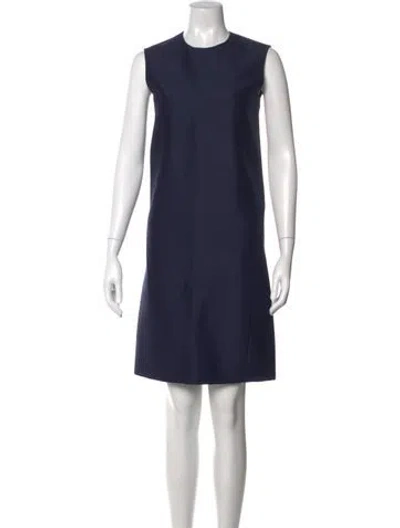 Pre-owned Celine Wool Knee-length Dress In Blue
