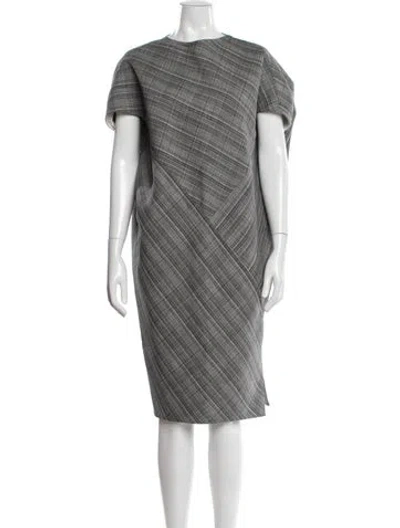 Pre-owned Celine Wool Knee-length Dress In Gray