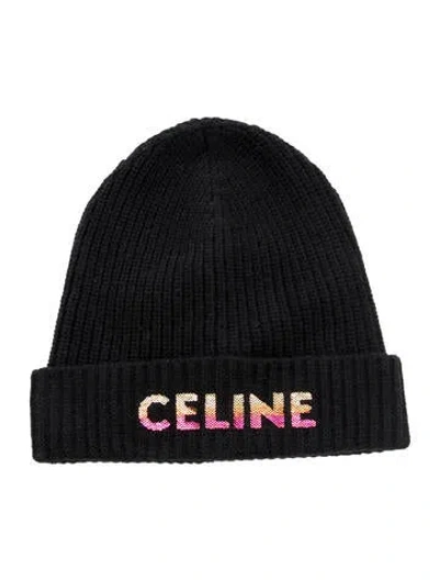 Pre-owned Celine Wool Knitted Beanie In Black