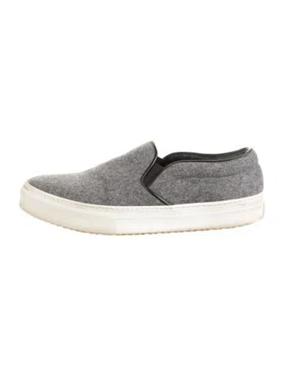 Pre-owned Celine Wool Leather Trim Embellishment Sneakers In Grey