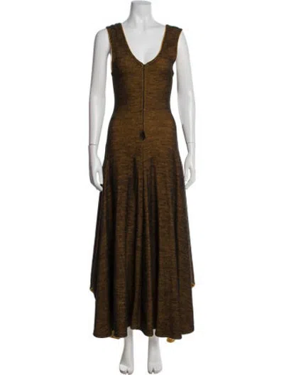Pre-owned Celine Wool Long Dress In Brown