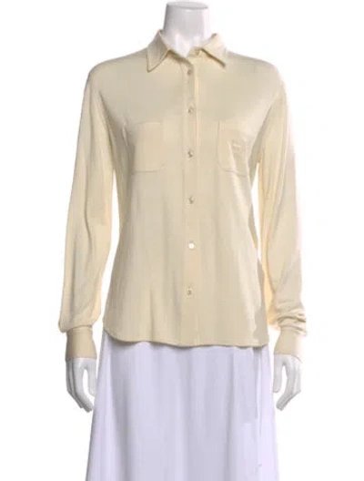 Pre-owned Celine Wool Long Sleeve Button-up Top W/ Tags In Neutral