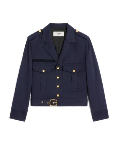Celine Wool Long-sleeved Casual Jacket In Black