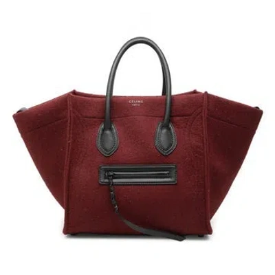Pre-owned Celine Wool Medium Felt Phantom Luggage Tote In Red