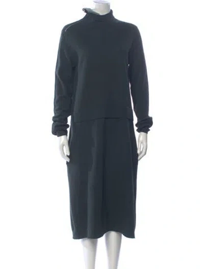Pre-owned Celine Wool Midi Length Dress In Green