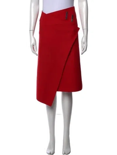 Pre-owned Celine Wool Midi Length Skirt In Red