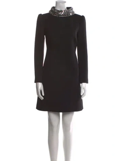 Pre-owned Celine Wool Mini Dress In Black