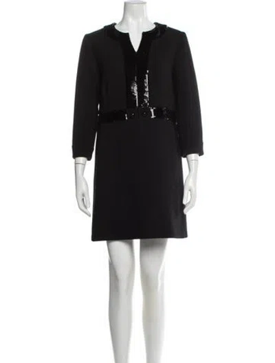 Pre-owned Celine Wool Mini Dress In Black