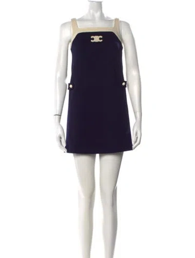 Pre-owned Celine Wool Mini Dress In Blue