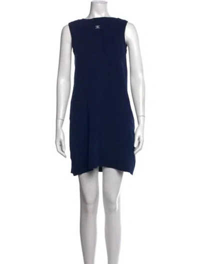 Pre-owned Celine Wool Mini Dress In Blue
