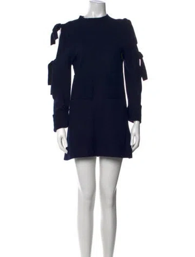Pre-owned Celine Wool Mini Dress In Blue
