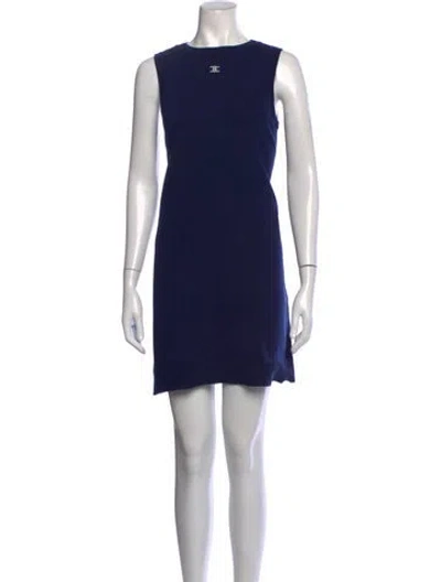 Pre-owned Celine Wool Mini Dress In Blue