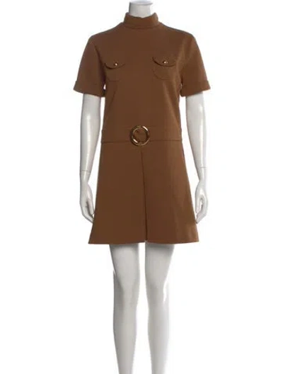 Pre-owned Celine Wool Mini Dress In Brown