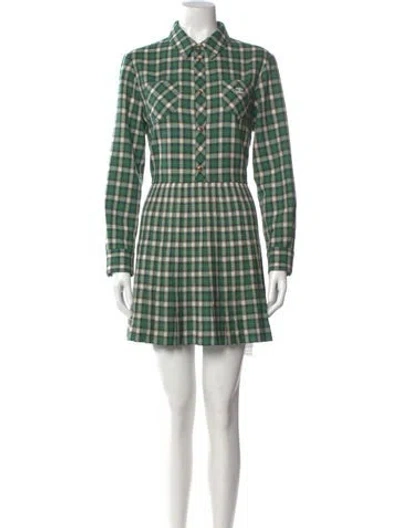 Pre-owned Celine Wool Mini Dress In Green
