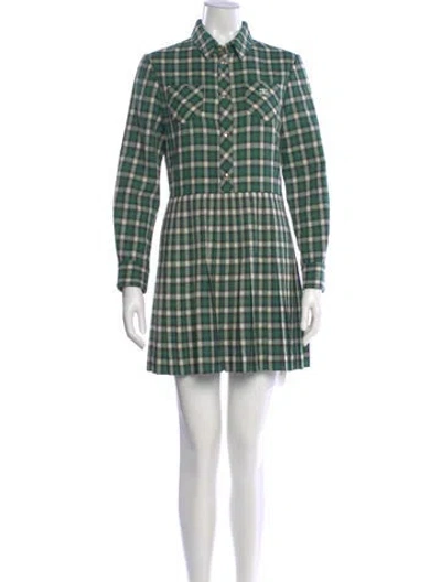 Pre-owned Celine Wool Mini Dress In Green