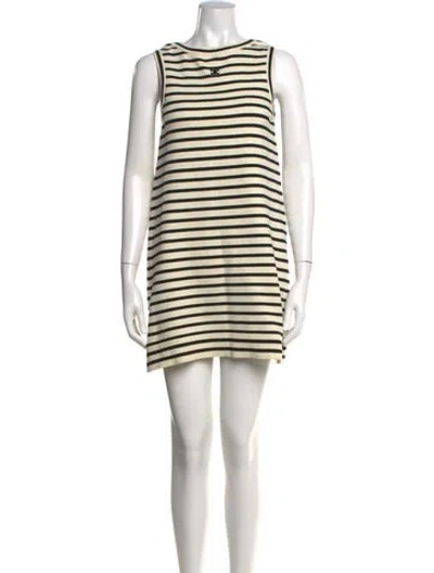 Pre-owned Celine Wool Mini Dress In Neutrals