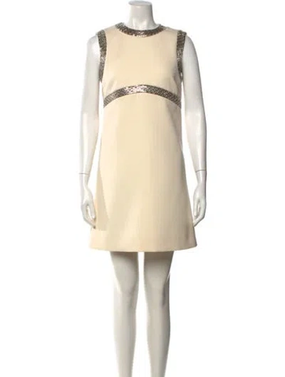 Pre-owned Celine Wool Mini Dress W/ Tags In Neutrals