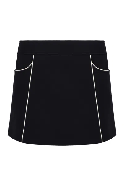 Celine Wool Mini Skirt In Black