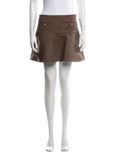 Pre-owned Celine Wool Mini Skirt W/ Tags In Brown