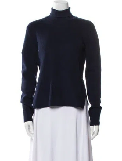 Pre-owned Celine Wool Mock Neck Sweater In Blue