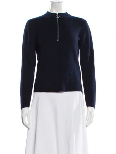 Pre-owned Celine Wool Mock Neck Sweater In Blue