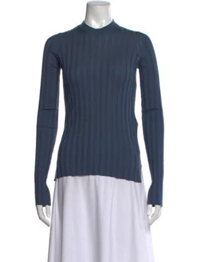 Pre-owned Celine Wool Mock Neck Sweater In Blue