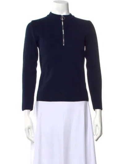 Pre-owned Celine Wool Mock Neck Sweater In Blue
