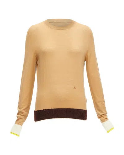Pre-owned Celine Wool Mohair Logo Sweater In Brown/beige