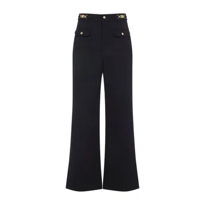Celine Wide Leg Trousers Gold Tone Hardware In Black