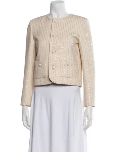 Pre-owned Celine Wool Patterned Jacket W/ Tags In Neutral