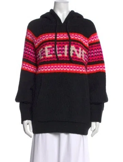 Pre-owned Celine Wool Patterned Sweater In Black
