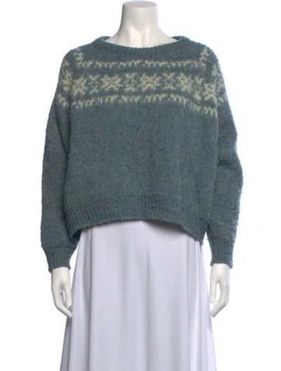 Pre-owned Celine Wool Patterned Sweater In Blue