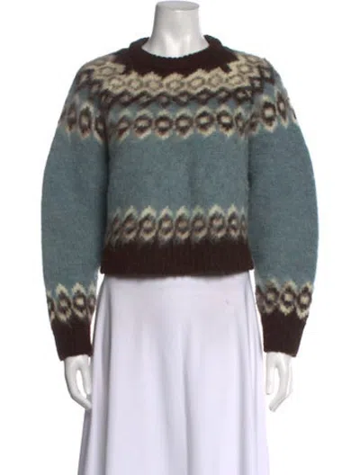 Pre-owned Celine Wool Patterned Sweater In Blue