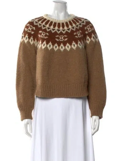 Pre-owned Celine Wool Patterned Sweater In Brown