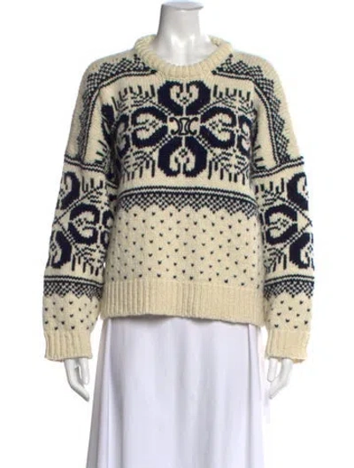 Pre-owned Celine Wool Patterned Sweater In Neutrals