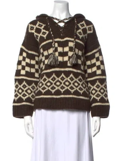 Pre-owned Celine Wool Patterned Sweater W/ Tags In Brown