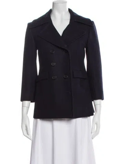 Pre-owned Celine Wool Peacoat In Blue