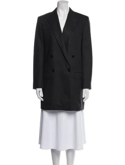 Pre-owned Celine Wool Peacoat In Gray