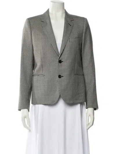 Pre-owned Celine Wool Plaid Print Blazer In Black