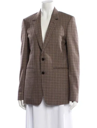 Pre-owned Celine Wool Plaid Print Blazer In Brown
