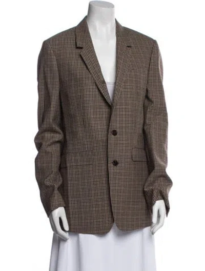 Pre-owned Celine Wool Plaid Print Blazer In Brown
