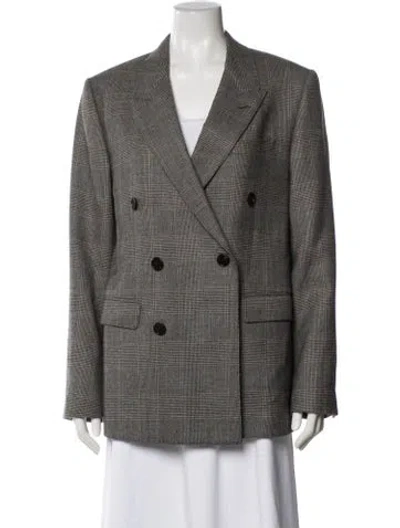 Pre-owned Celine Wool Plaid Print Blazer In Brown